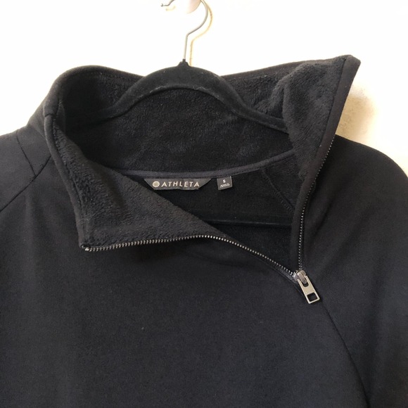 Athleta Pullover Womens S Black Quarter Zip Fleece Lined Pockets Asymmetrical - Picture 12 of 16